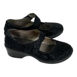 Alegria Black Floral Women's Size 40 Comfort Mary Jane Adjustable Closure